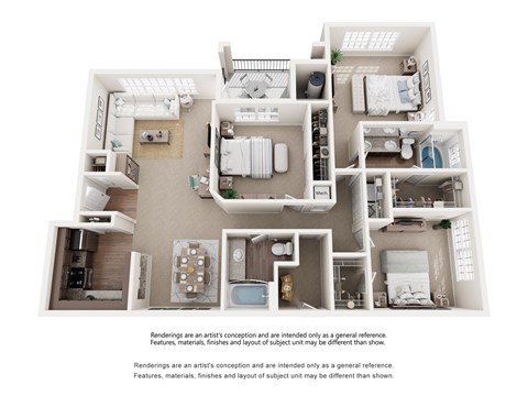 Floor plan for 3 beds, 2 baths, 1362 sqft